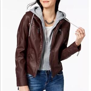 NWT Jou Jou hooded Faux Fur Moto Jacket XS